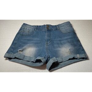 Womens Denim Shorts Distressed Cuffed Blue Jeans Size XL boho costalcowgirl
